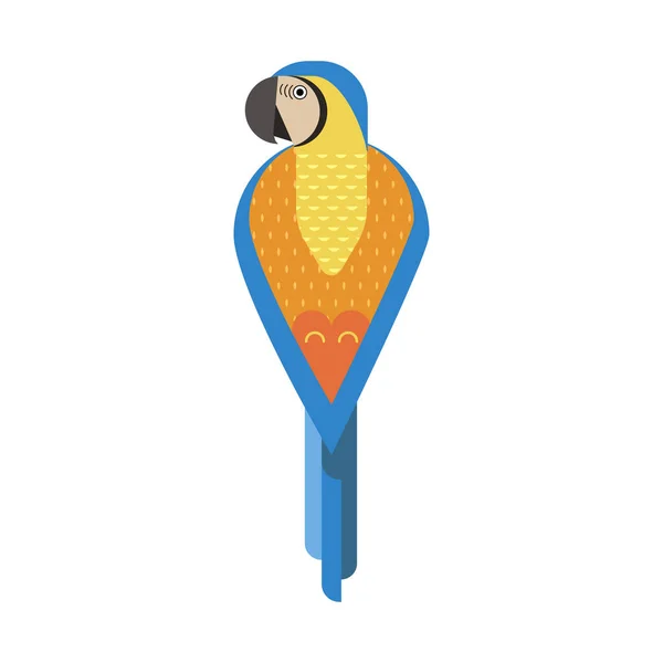 Blue Yellow Macaw Papagáj ikon lapos — Stock Vector