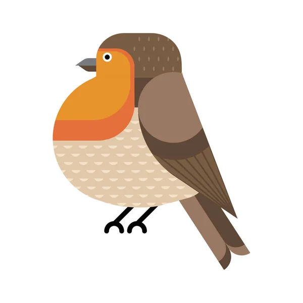 Európai Robin Birds Geometrikus ikon lapos — Stock Vector