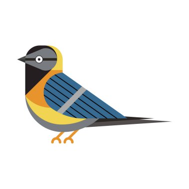 Blue Tit Bird Icon in Flat Style