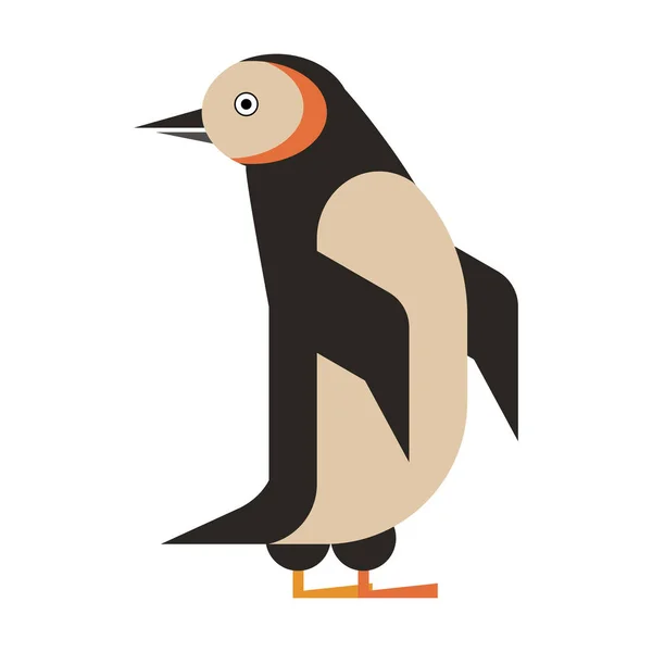 Penguin Aquatic Bird Geometric Icon in Flat — стоковий вектор