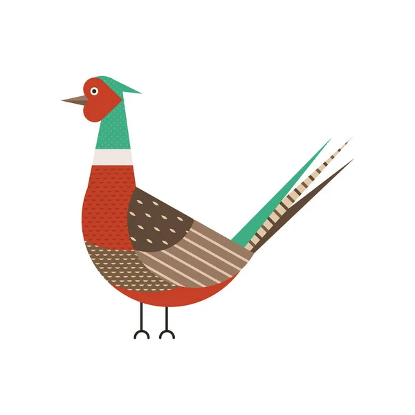 Common Pheasant Bird Geometric Icon in Flat — Stock Vector