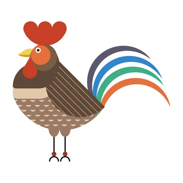 Rooster or Cock Bird Icon in Flat Design — Stock Vector