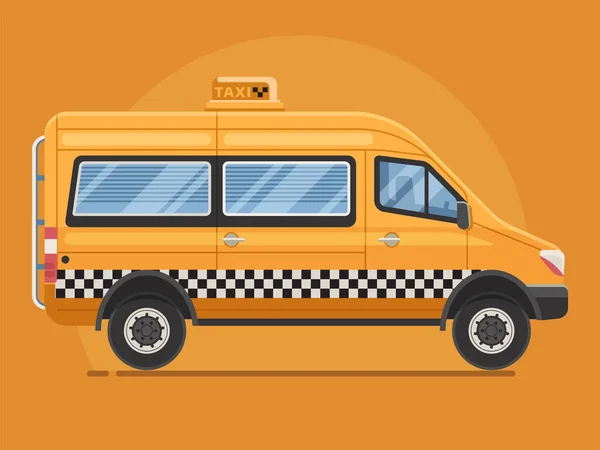 Žlutá Taxi Mini Van v plochém provedení — Stockový vektor