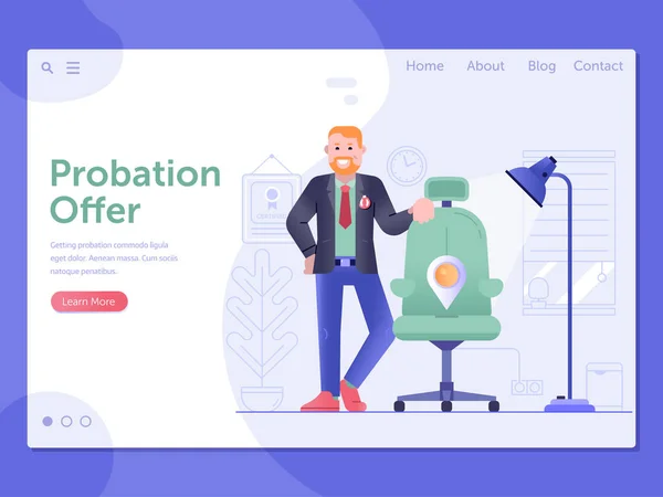 Probatie Job Offer Web Landing Page Banner — Stockvector