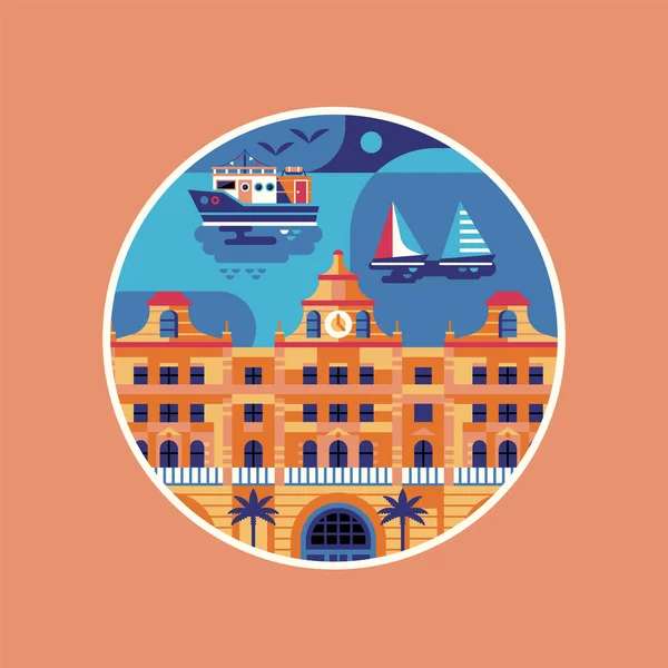 Haydarpasa Station Istanbul Landmark Icon in Flat — Stock Vector