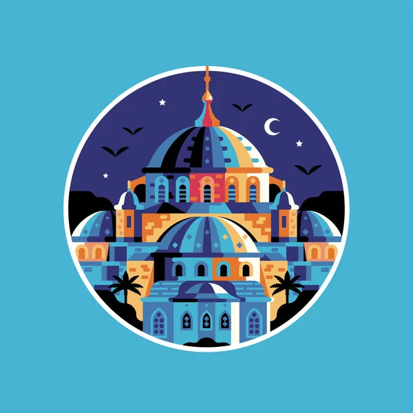 Istanbul Sultanahmet Blauwe Moskee Cirkel Ikoon — Stockvector