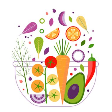 Organik yemek için vejetaryen salata kasesi tarifi.