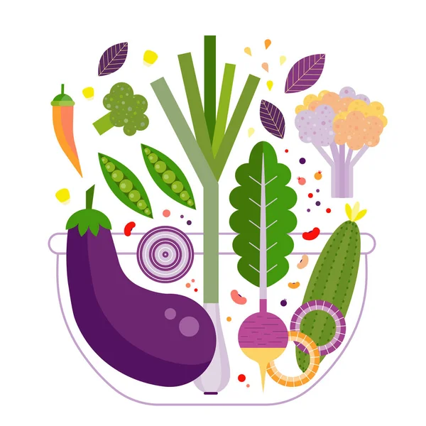 Ricetta ciotola Vegan insalata per la cena biologica — Vettoriale Stock
