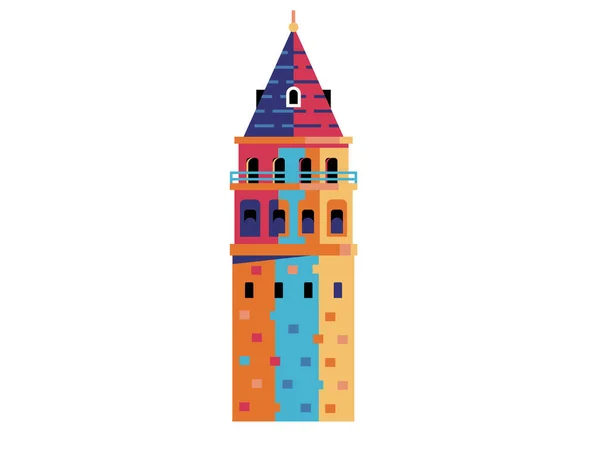 Стамбульская Галатская башня - икона плоского дизайна Каракой — стоковый вектор