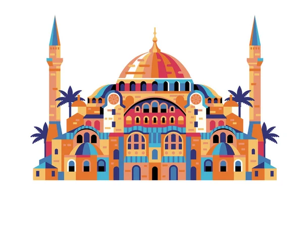 Istanbul Hagia Sophia Geometric Building in Flat — Stock Vector