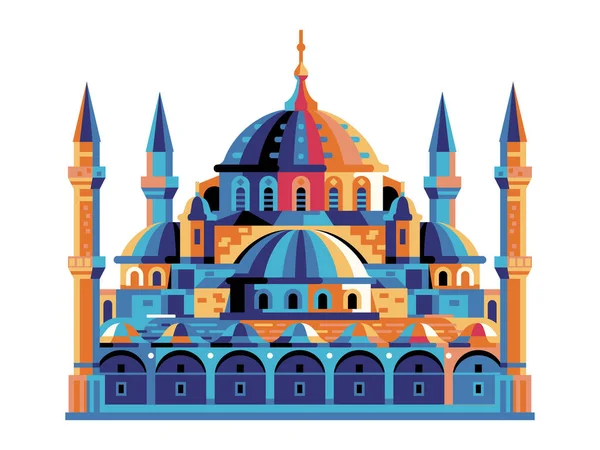 Istanbul Sultanahmet Blue Mosque Building in Flat — ストックベクタ