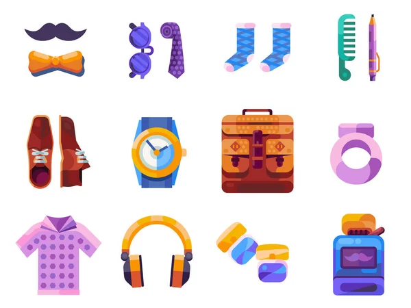 True Man and Gentleman Gifts Icon Set — 스톡 벡터