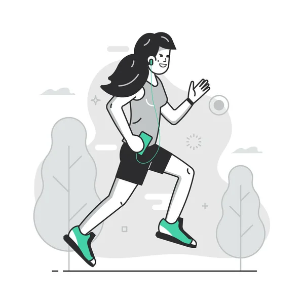 Happy Girl Jogger Corriendo en el concepto del parque — Archivo Imágenes Vectoriales