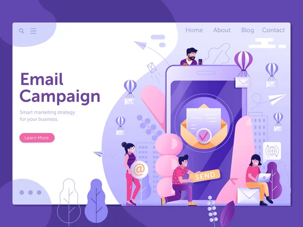 Campaña de Email Estrategia de Marketing Flat Web Banner — Vector de stock