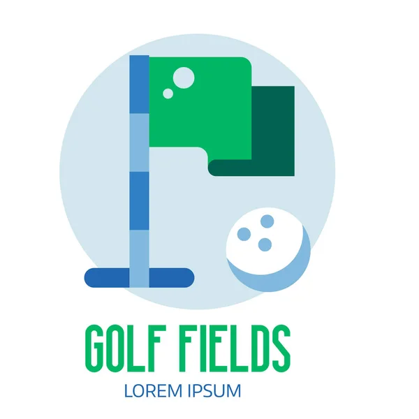 Logo de la escuela de golf con icono de la bandera de golf — Vector de stock