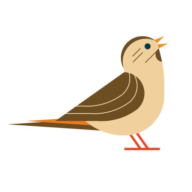 Eski Dünya serçesi geometrik ikonu. Küçük gezgin, basit şekillerle tasarlanmış sıradan bir şehir kuşu..