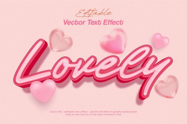 Sevgililer Günü için düzenlenebilir sevimli metin efektiyle arkaplan şablonu