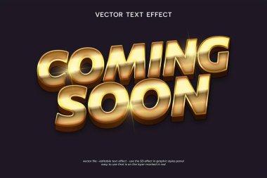 Lüks altın geliyor. Parlak metalik stili 3D metin efekti.