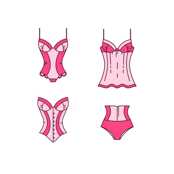 Conjunto de vetores de roupa interior feminina —  Vetores de Stock