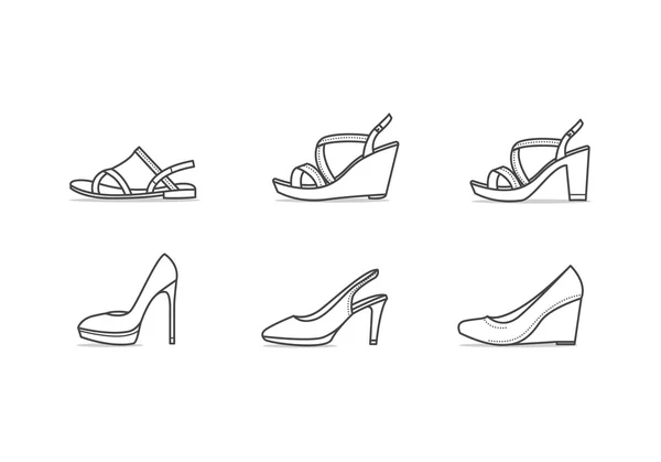 Типы женской обуви — стоковый вектор