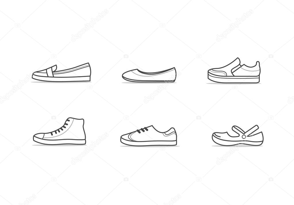 Types Of Comfortable Walking Woman Shoes Stock Vector C I