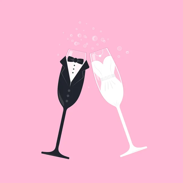 Couple nuptiale verres à vin — Image vectorielle