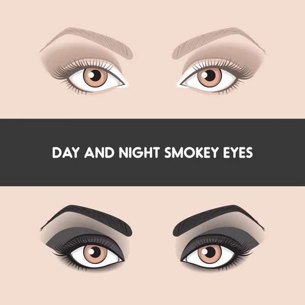 Day and night smokye eyes — Stock Vector