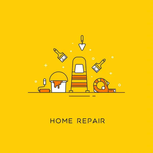 Casa línea de reparación arte . — Vector de stock