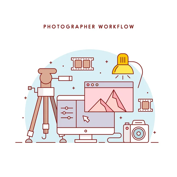 Fotoğrafçılar iş akışı. — Stok Vektör