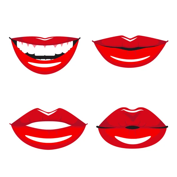 Set of vector red lips. — Stock Vector