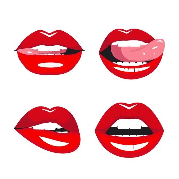 Conjunto de vectores labios rojos . — Vector de stock