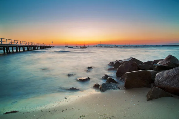 Krajina pláž při západu slunce — Stock fotografie