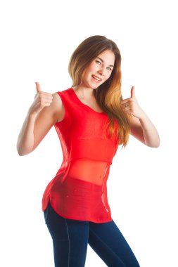 Süper bir hareketi ile güzel kadın