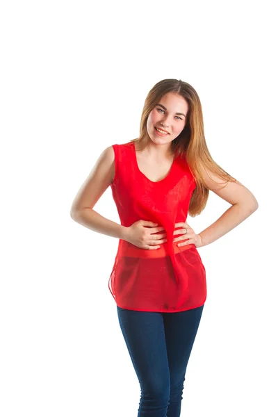 Beautiful woman in red — Stock Photo, Image