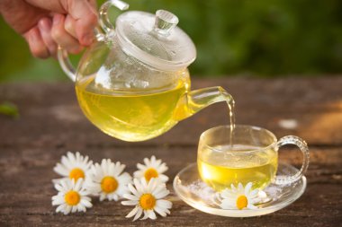 Güzel fincanda yeşil çay