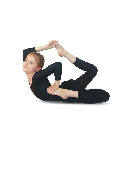 Bambini di yoga dhanurasana — Foto Stock