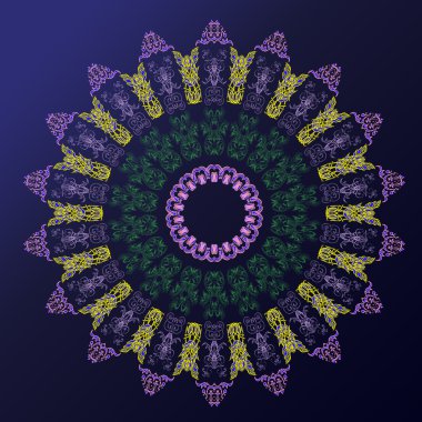 renkli mandala, bir dairesel desen kartı. Kutsal geometri. 