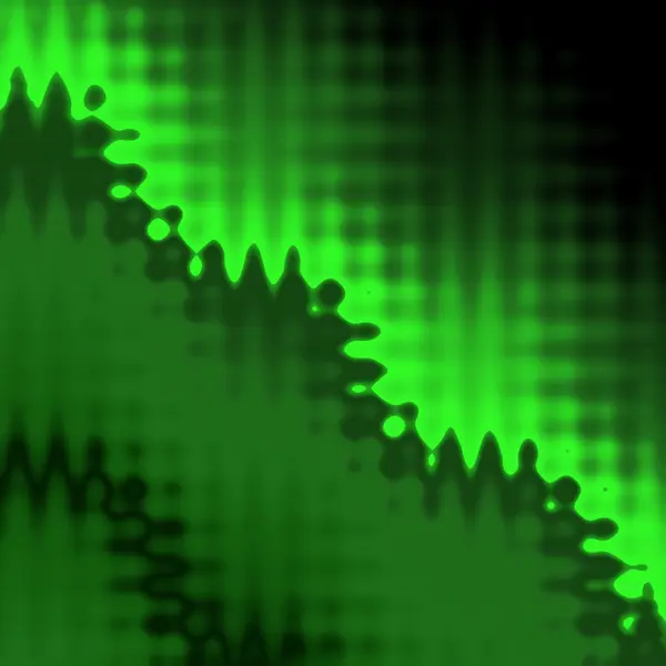 Yeşil arka plan ışık çizgiler, kareler, daireler ve sarmal dalga ile