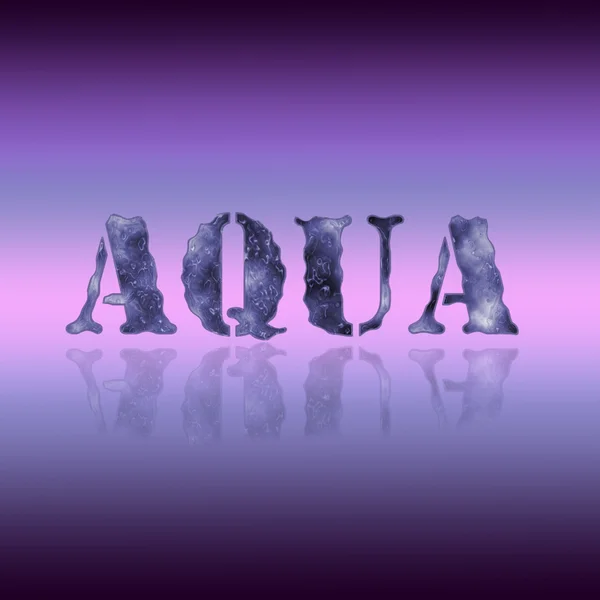 Aqua word grafik, yapılan su damla simülasyon ve mavi, Akuamarin mavi arka plan rengine. günbatımı