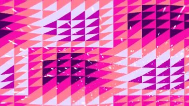 Canlı pembe ve mor üçgenli dinamik geometrik desen, enerji ve yaratıcılığı iletiyor.
