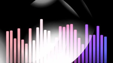 Siyah arkaplan üzerinde parlayan ışık efektleri olan soyut ses eşitleyici çubukları.