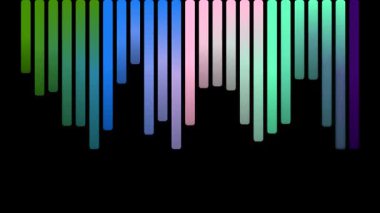 Siyah arkaplanda soyut renkli dikey çubuklar.