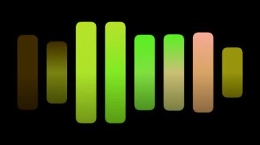 Siyah arkaplan üzerindeki çeşitli renk ve yüksekliklerin soyut dikey çubukları.