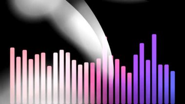 Ses dalgaları ve çubuklara parmak dokunduran soyut bir görselleştirici.