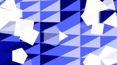 Mavi Desen Arkaplanda Yüzen Soyut Geometrik Şekiller.