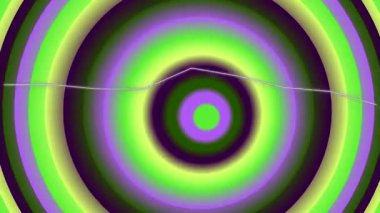 Neon Yeşil ve Mor Renkli Soyut Psikedelik Konsantrik Çemberler.