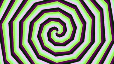 Yeşil ve Mor Çizgili Hipnotik Dönen Octagon Deseni.