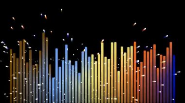 Parçacıklarla Soyut Renkli Ses Dalga Biçimi Görselleştirmesi.