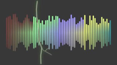 Siyah arkaplanda soyut ses dalgası eşitleyici çubukları.