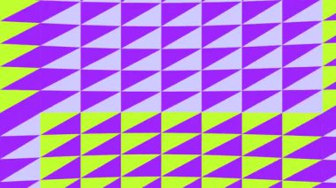 Mor ve Neon Yeşil Üçgenli Soyut Geometrik Desen.